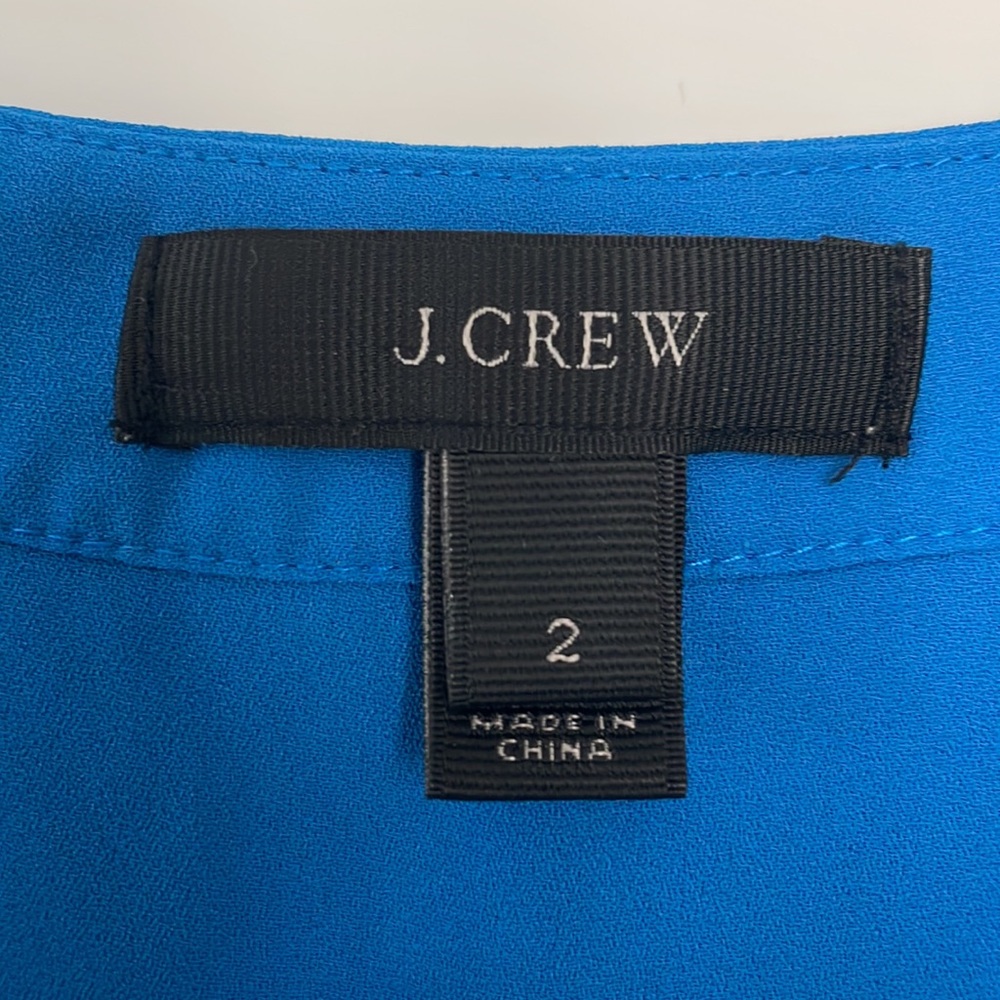 J.Crew Blue Sleeveless Cap Sleeve Drapey Blouse Top Size 2 - Picture 3 of 4